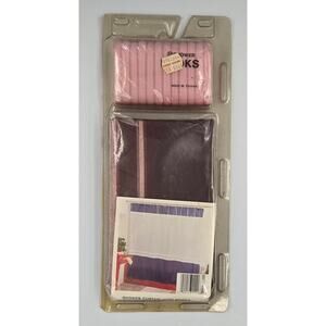 Vintage Maroon and White Shower Curtain and Pink Hooks